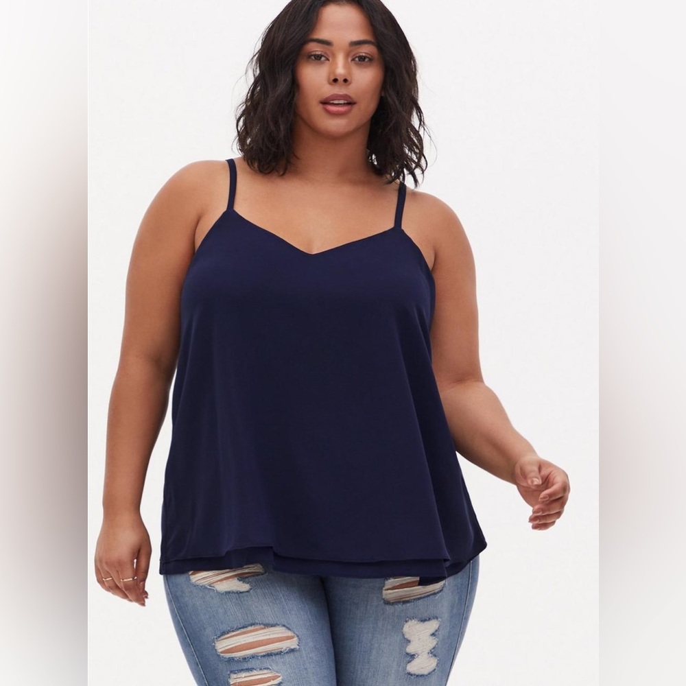 Torrid Sophie Chiffon Double Layer Swing Cami Top Dark Blue Size Large